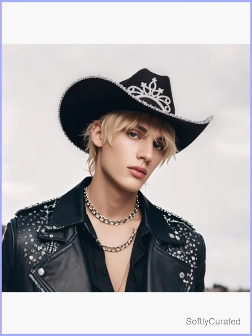 Preppy Sparkly Cowboy Hat Cowgirl Hat with Tiara Crown Sequins